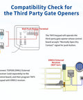 Diagram showing compatibility of Wireless Gate Keypad With Keyless Entry Numeric Code Panel with third-party gate openers.