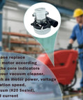 Beefy 120V Central Vacuum Motor Replacement in industrial setting, shown with cleaning equipment in background, 2 Stage, 1100W