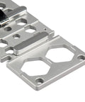 Pro Grade Right Angle Saw Guide Rail Stop For 260mm Track Saws, CNC Machined Aluminum 90 Degree Square close-up view.