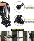 24 Piece Ball Bungee Cords Set Heavy Duty Tarp Ball Cords With 4mm Elastic 4in 6in 9in Sizes Black Canopy Ties use instructions