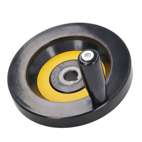 Table Saw Handwheel With Revolving Handle 14mm Center Hole And 125mm Outer Diameter Ergonomic Detachable Handle close-up view