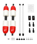 Kayak Outriggers Pair Stabilizers With PVC Floats For Kayaks And Canoes Detachable Outrigger Arms easy fit bases red white