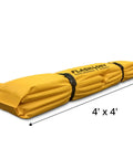 Folded yellow Portable Spill Containment Berm For Oil And Chemicals 4x4 Folding Duck Pond Tray Reusable UV Resistant PVC