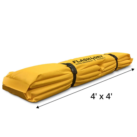 Folded yellow Portable Spill Containment Berm For Oil And Chemicals 4x4 Folding Duck Pond Tray Reusable UV Resistant PVC