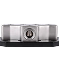 Heavy Duty Car Audio Power Distribution Block With Rock Solid Zinc Alloy Build, 1 Or 4 Gauge Input And Four Outputs With Reducers, Premium Block Cover For Safe Install And Peak Conductivity, front view