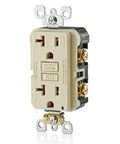 GFCI Outlet 20 Amp Self Test With LED Indicator Light Non Tamper Resistant Ivory For Easy Home DIY Install Keeps You Safe From Electric Shocks