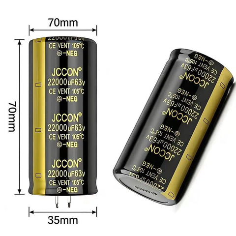 Two Pack 63V 20000uF Snap-In Aluminum Electrolytic Capacitors 35x70mm for welding machines LED drivers power supplies high-power