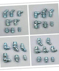 Hydraulic Grease Nipples And Fittings Kit - 260-Piece Metric And Imperial Assortment displayed in four groups on gray background.
