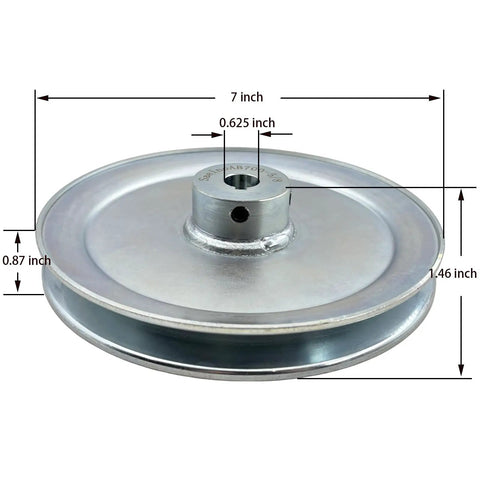 Single Groove 7 Inch V Belt Pulley For Motors Five Eighths Inch Bore Carbon Steel Zinc Plated Tough As Nails Built To Last