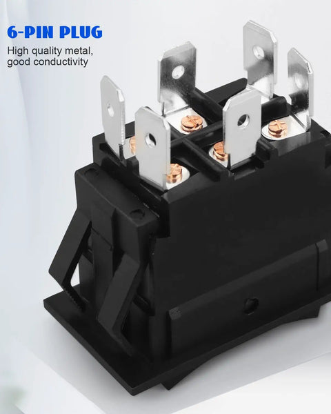6-pin connector on Beefed Up 30 Amp DPDT Momentary Rocker Switch With On Off Momentary On Function, Heavy Duty Trailer Power Switch for RVs
