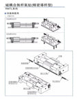Premium Rodless Cylinder Guide Rod RMTL Series Pneumatic Component showing assembly details and installation types for 10mm size.