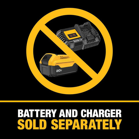 Dewalt 20V battery and charger with a prohibition sign, battery and charger sold separately for Cordless Submersible Water Transfer Pump