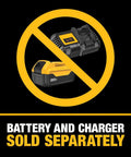 Image showing "Battery and Charger Sold Separately" for Cordless 20V Garden Tiller Cultivator For Backyard Projects With 9 Inch Tilling Width.