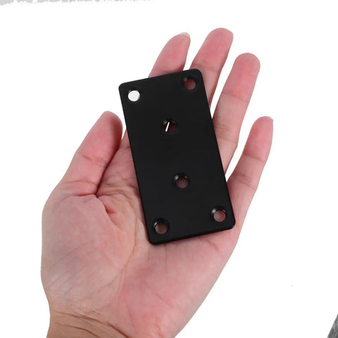 Heavy Duty Iron Shelf Brackets Flat Straight Corner Braces Black Metal for Kitchen Cabinets Storage Support plate in hand
