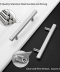 10 Pack Brushed Nickel Cabinet Pulls 3 Inch Hole Centers, 6 Inch Total Length, 1.34 Inch Height Stainless Steel Handles close-up view