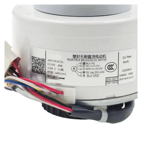 Efficient DC Fan Motor For Indoor Units 310V 45W 1400 RPM Durable Spare Part For Conditioning Systems Industrial Grade Reliable Power And Longevity Built Tough For Long Life, white motor with wired connector