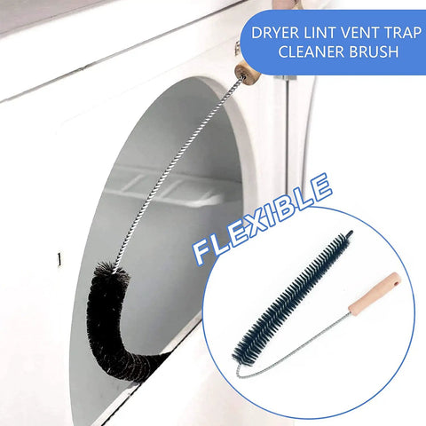 Dryer lint vent trap cleaner brush flexible design next to dryer opening