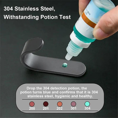 Heavy Duty Peel And Stick Wall Hooks Stainless Steel Coat Rack For Home Entryway shown in potion test for quality assurance.