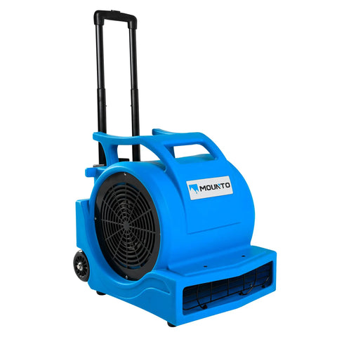Three Speed 1HP Air Mover With 4000 CFM For Fast Floor And Carpet Drying Heavy Duty Rotomold Housing Handy Wheel Kit Handle Blue