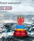 Metal Emergency Stop Push Switch With Self Locking Rotary Mushroom Cap shown with IP65 waterproof protection on ice