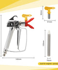 Airless Spray Gun For DIY Projects High Pressure 3600 PSI With 4 Swivel Joints And 6 Filters 211 515 517 621 Tips, dimensions shown