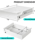 Product dimensions image of Slick Under Desk Drawer With Lock Sturdy Metal Undermount Storage Slide Tray Organizer For Papers Laptops And Office Gear White 16X11 Point 8 Inch Smooth Ball Bearing Glides Home Office Staple Hassle Free Setup.