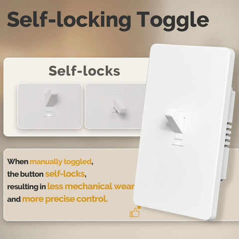 New Gen Smart Toggle Switch For Single Pole And 3 Way Lights, 2.4G WiFi with self-locking feature