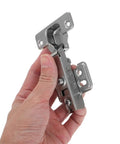 Hand holding Soft Closing Cabinet Door Hinges With Hydraulic Support 2 Pack Frameless Concealed Steel Hinges Modern Sleek Look