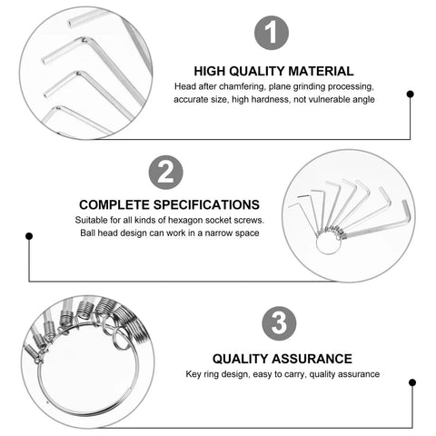 Chill Out With This Hapinary Steel Hexagon Key Wrench Set. Eight Super Durable Sockets For All Your DIY Repairs And Mechanic Work. Smooth L-Shape Design Brings Serious Torque Plus Quick Insertion To Fix Cars, Bikes, Appliances Without Stress Or Slipping. steel hex key set on ring