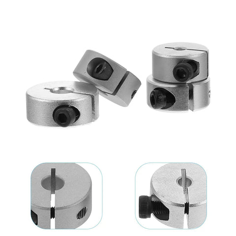 Top Quality Split Aluminum Clamping Collars 4 Pack For Fixing Shafts With 5 Point Set Screw Locks Designed For High Precision CNC Equipment And Linear Rails For Pro Industrial Projects That Run Smooth As Butter Plus High Grade Materials For Long Life Use, silver aluminum shaft collars with set screws