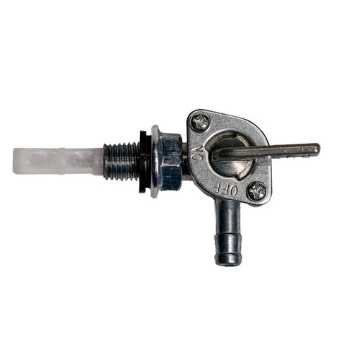 Upgraded Petcock Fuel Tank Shutoff Valve for Generators with M10x1.25 thread, showing metal valve and filter screen for small engines.