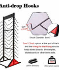 Anti-drop hooks detail on Large Capacity Heavy Duty Rock Solid Sample Rack For Building Materials Tile Display And Skirting Boards.