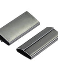 Closed Push Type Seals For Three Quarters Inch Steel Strapping, 1.77 Inch Length, heavy duty metal clips, top view