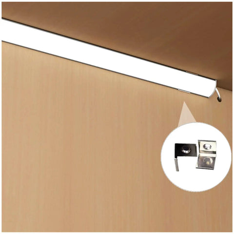 Six Pack 16 Inch V Shape LED Strip Black Channel for Corner Mount with Anti UV Diffuser illuminated under cabinet setup
