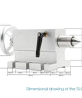 Dimensional drawing of Heavy Duty CNC Tailstock For A Axis And Fourth Axis Rotary Mounts Rock Solid MT2 Taper Workholding.