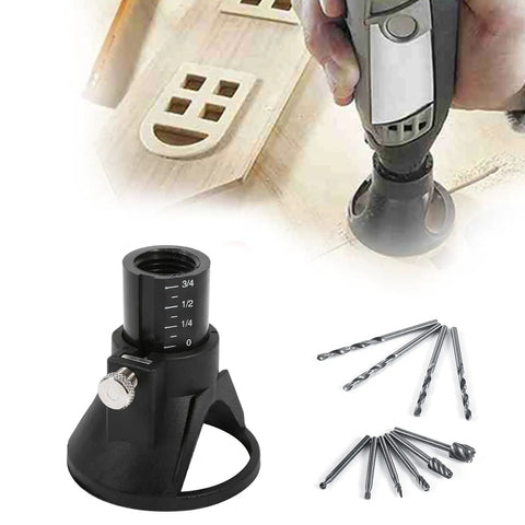 Heavy Duty Drill Locator Positioner Kit Featuring Premium Steel Burrs And Bits for precise wood carving and milling work. 11-piece set.