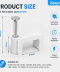 Durable Nail In Cable Clips Set of 100 for 8mm Cords and RJ45 Cat5 to Cat7 Ethernet Cables Flat Wall Mount Clips for Coax Speaker Wire and Cords Easy Install With Hardened Nails and Stable Plastic, white 8mm nail-in clip on wall
