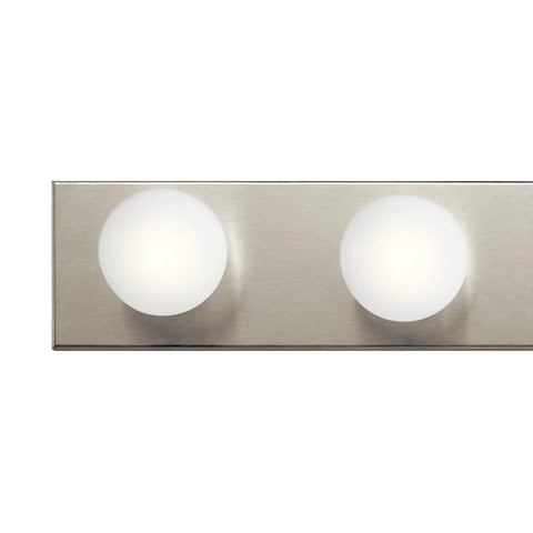 Top Shelf 36 Inch Bathroom Vanity Light Fixture With Brushed Nickel Finish Offering Straight Up Easy Installation And Rock Solid Build Quality For 6 Light Damp Rated Rooms - Close-up view of two G25 bulbs on brushed nickel frame.