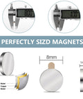 UTOMAG round neodymium magnet with adhesive backing, 8x1 mm, nickel–copper–nickel coated, front view