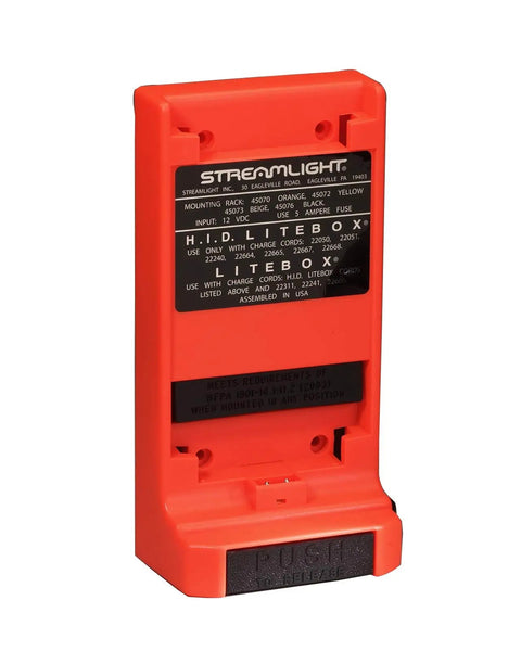 Mounting and Charging Rack for LiteBox FireBox and HID LiteBox Lanterns in Bright Orange Finish durable construction