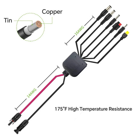 6-In-1 Solar Connector Kit With Female And Male Connectors, Universal Solar Adapter Cable with copper tin wire