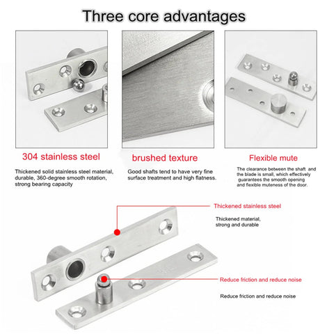 Three core advantages of 2 Pack Hidden Door Pivot Hinges Solid Stainless Steel Concealed Hinges For Bookcase And Secret Doors 270°-360°