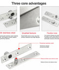 Heavy Duty 2 Pack Offset Pivot Hinges Delivers Slick 360 Degree Swing Motion For Revolving Doors showing 304 stainless steel design with brushed texture.