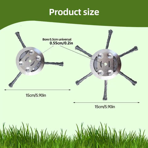 Beefy Steel Wire Grass Trimmer Head Replacement For Lawn Mowers Universal Brush Cutter With Six Blades 6 Inch Weed Cutter