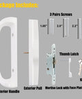 Sliding Patio Door Handle Set With Lock And Key Cylinder, Mortise Lock, Face Plate, Complete Replacement, reversible design components