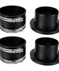 Kickass Quick Disconnect Zero Sweat Install 4 Inch Heavy Duty Steel Dust Collection Hose Clamp Flex Cuff Shop Floor Dust Control Clutch Smooth Swap Connector Set Of Two showing two steel clamps and two cuffs.