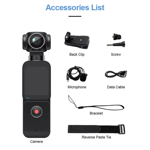 Accessories for 5K Body Cam With Microphone And 270 Degree Rotating Lens External Mic Support 1.69 Inch Ultra HD Screen EIS Stabilization