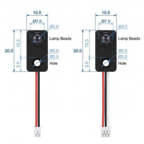 Two Pack IR Break Beam Sensor Kit With 5mm LEDs, Photoelectric Through Beam Switch, DIY Counting Module, 33cm Cable Length, 25cm To 100cm Sensing Range, Fast Response NPN Normally Open Output For DIY Automation, black plastic housing