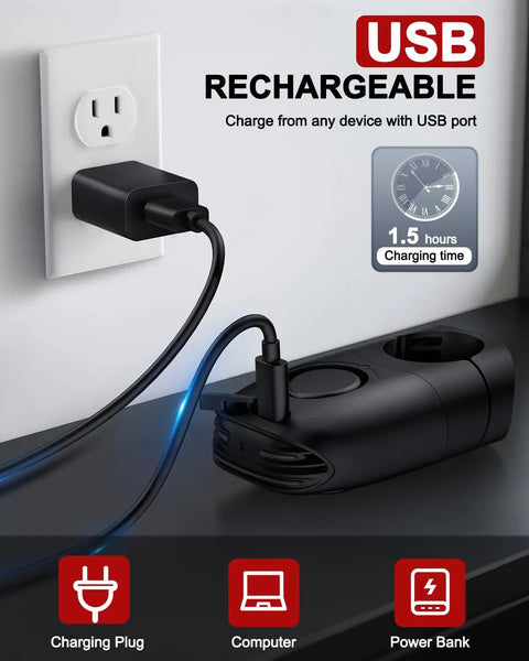 2 In 1 Bike Alarm With Taillight And USB Rechargeable Battery To Scare Off Thieves 105dB Anti Theft Siren Brake Sensing Rear Light IP65 Waterproof 4 Modes Safety Flash Vibration Sensor For Ebike Fast 1.5 Hour Charge