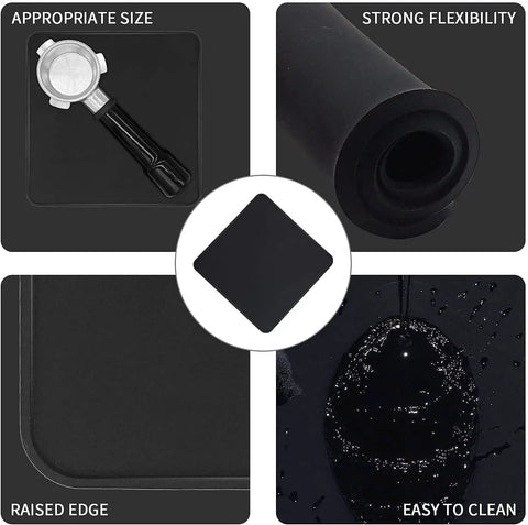 Coffee Tamper Mat For Portafilter 8x8 Inches Silicone Tamping Pad Non Slip Heat Resistant Barista Accessory showing features